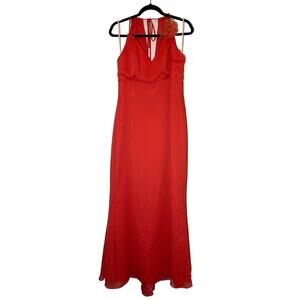 Jim Hjelm Occasions Orange Wedding Sleeveless Prom Maxi Dress Size 12